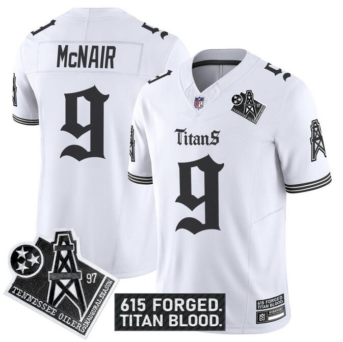 Men's White Tennessee Titans #9 Steve McNair F.U.S.E. 'Titan Gothic Shadows Drop' Vapor Limited Stitched Football Jersey